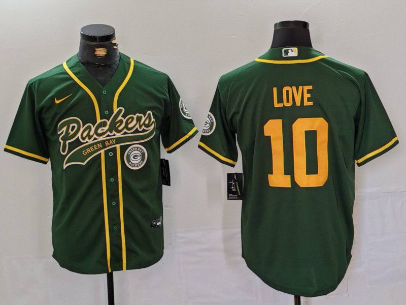 Men Green Bay Packers #10 Love Green Joint Name 2024 Nike Limited NFL Jersey style 7032->charlotte hornets->NBA Jersey